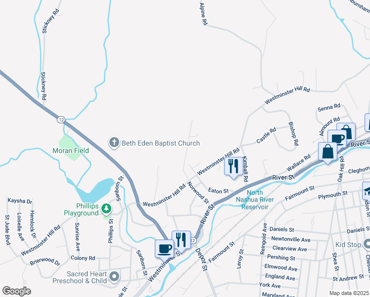 map of restaurants, bars, coffee shops, grocery stores, and more near 74 Highview Street in Fitchburg