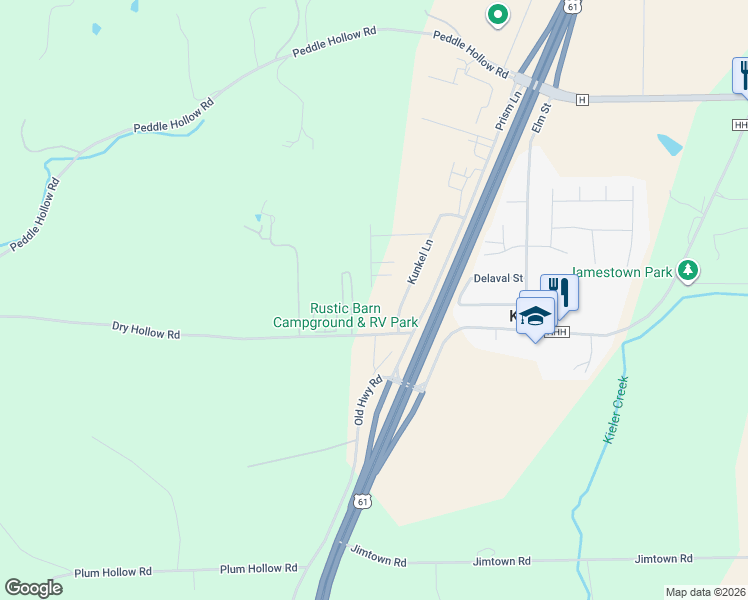 map of restaurants, bars, coffee shops, grocery stores, and more near 2121 Kunkel Lane in Cuba City