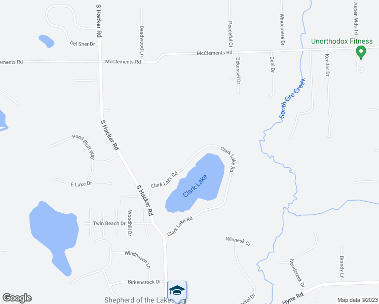 map of restaurants, bars, coffee shops, grocery stores, and more near 1475 Clark Lake Road in Brighton