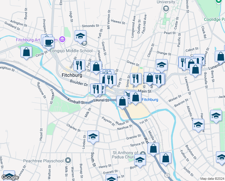 map of restaurants, bars, coffee shops, grocery stores, and more near 1200 Day Street in Fitchburg