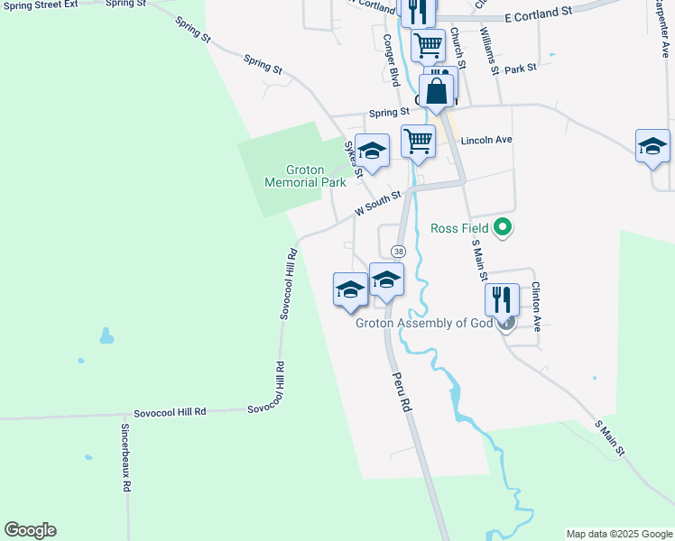map of restaurants, bars, coffee shops, grocery stores, and more near 120 Corona Avenue in Groton