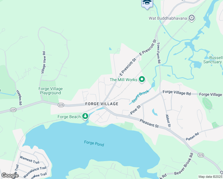 map of restaurants, bars, coffee shops, grocery stores, and more near 20 E Prescott St in Westford