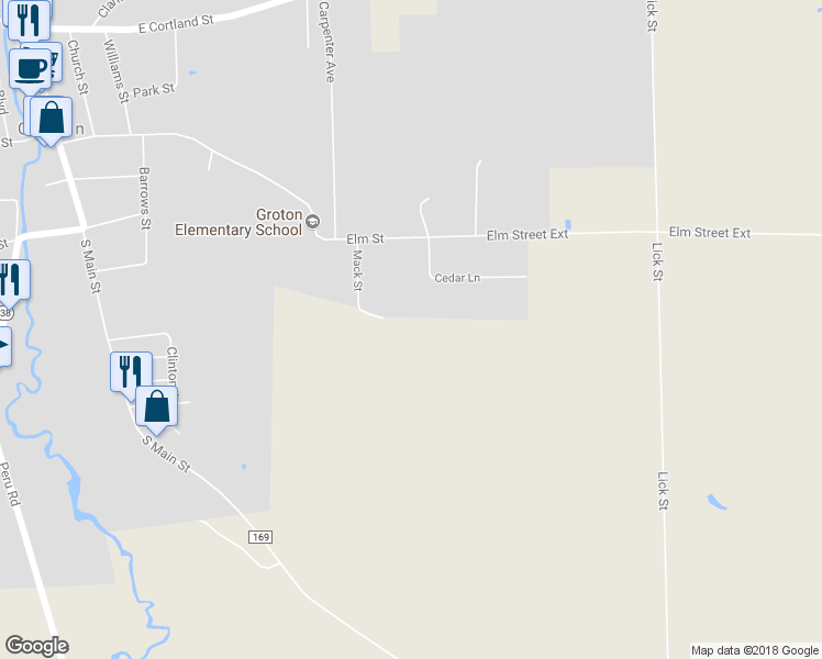 map of restaurants, bars, coffee shops, grocery stores, and more near 140 Cedar Lane in Groton