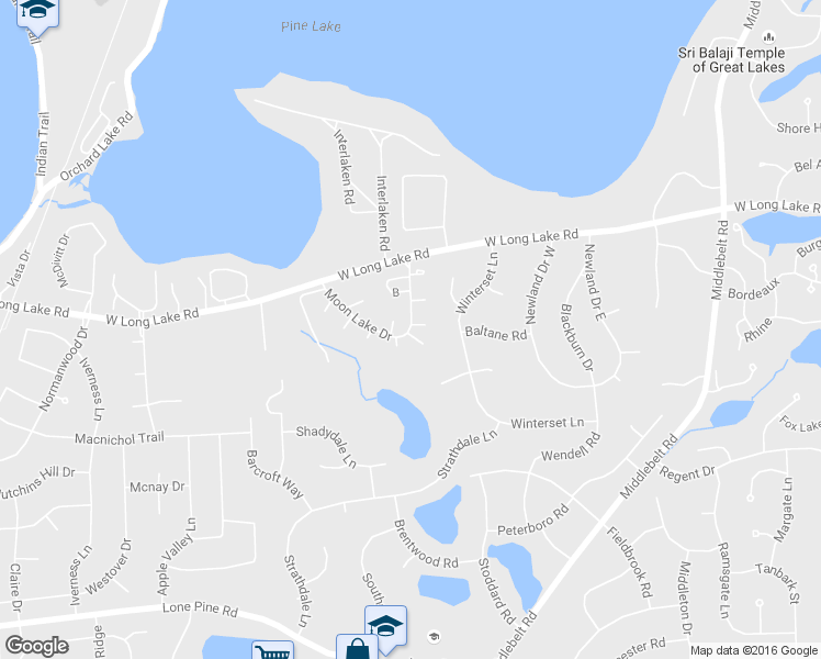 map of restaurants, bars, coffee shops, grocery stores, and more near 2967 Moon Lake Drive in West Bloomfield Township