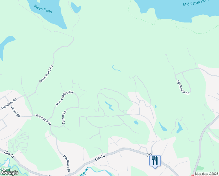map of restaurants, bars, coffee shops, grocery stores, and more near 25 Cleek Court in North Reading