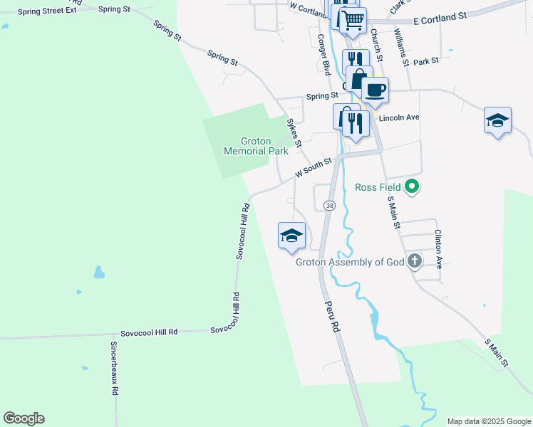 map of restaurants, bars, coffee shops, grocery stores, and more near 120 Corona Avenue in Groton