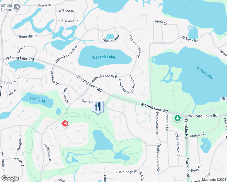 map of restaurants, bars, coffee shops, grocery stores, and more near 3859 Manchester Court in Bloomfield Hills