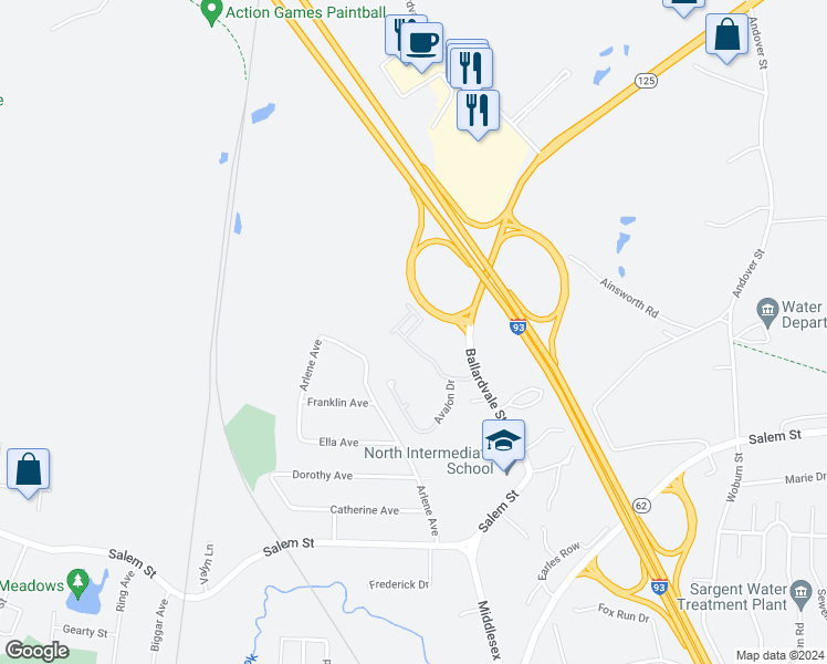 map of restaurants, bars, coffee shops, grocery stores, and more near 9237 Avalon Drive in Wilmington
