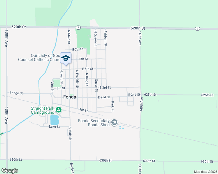 map of restaurants, bars, coffee shops, grocery stores, and more near 408 East 3rd Street in Fonda
