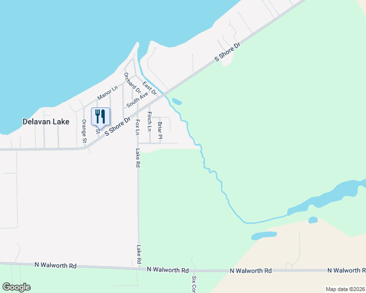 map of restaurants, bars, coffee shops, grocery stores, and more near 2121 Adelia Avenue in Delavan