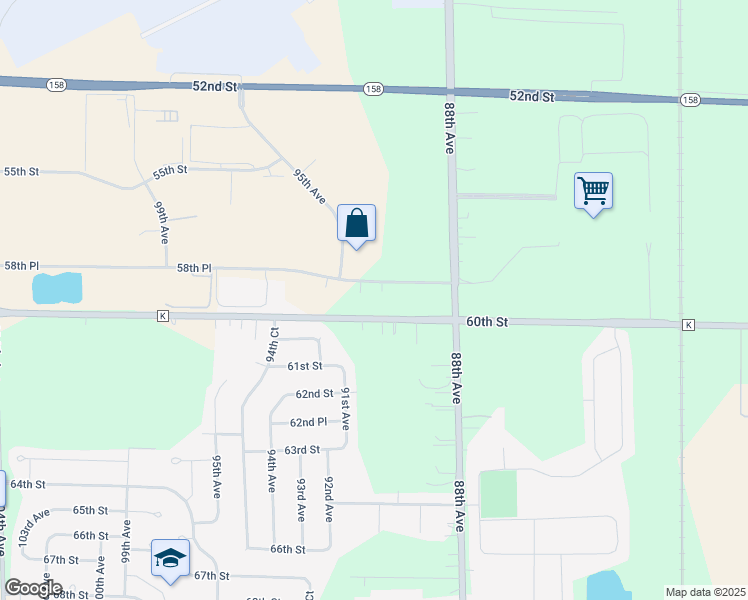 map of restaurants, bars, coffee shops, grocery stores, and more near 9019 60th Street in Kenosha