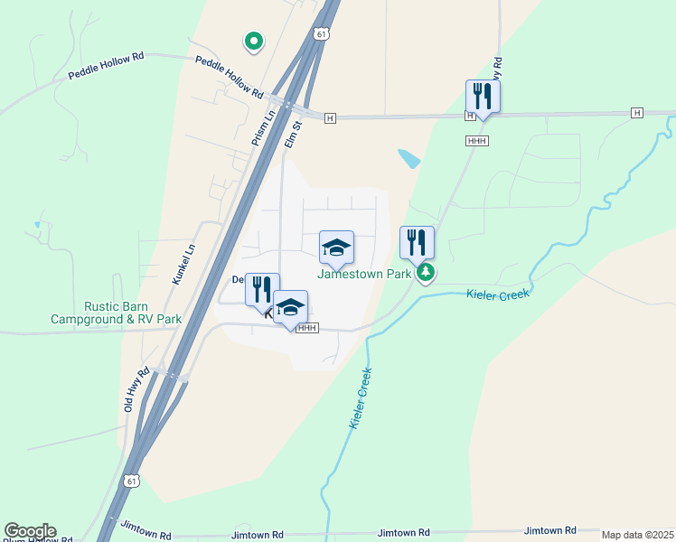map of restaurants, bars, coffee shops, grocery stores, and more near 3562 Cedar Street in Kieler