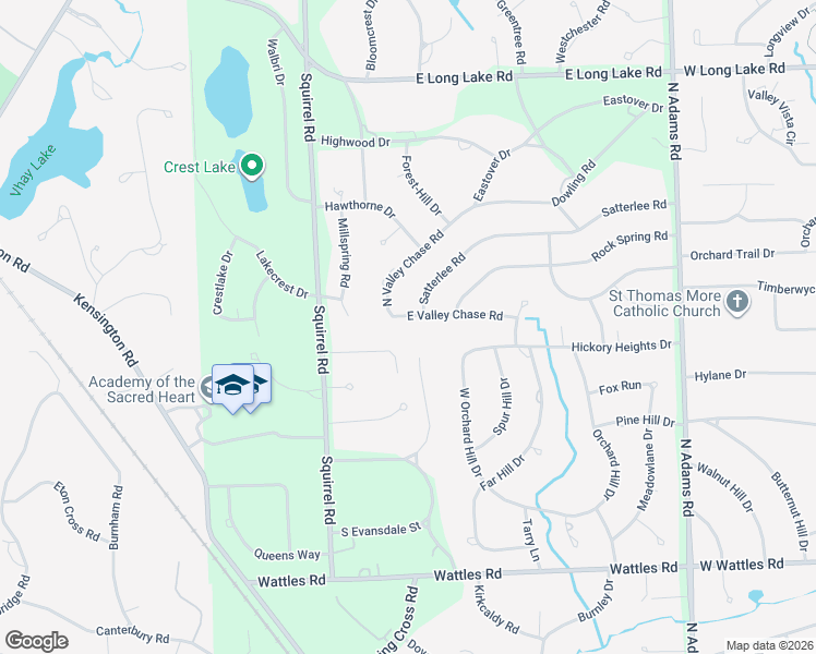 map of restaurants, bars, coffee shops, grocery stores, and more near 469 Whippers in Court in Bloomfield Hills