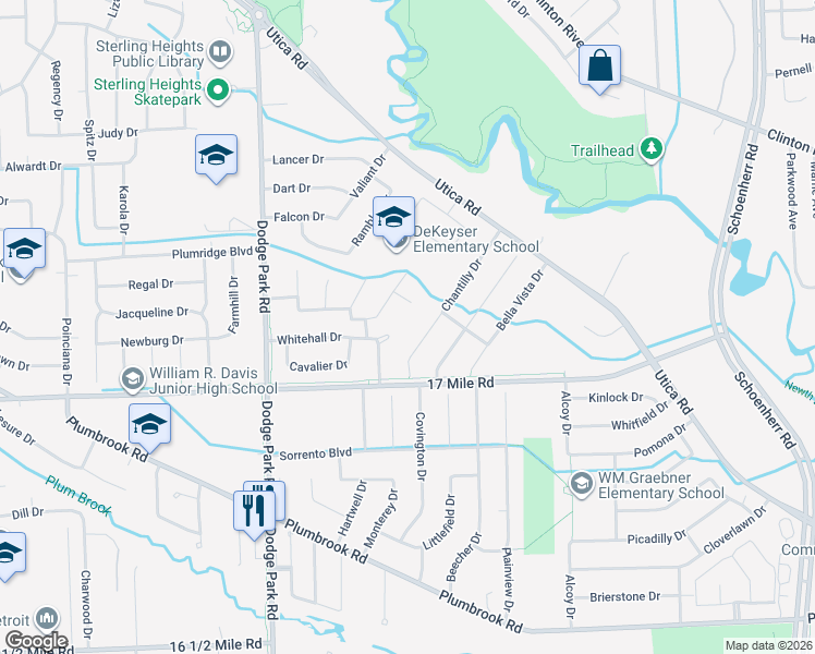 map of restaurants, bars, coffee shops, grocery stores, and more near 39356 Edgevale Drive in Sterling Heights