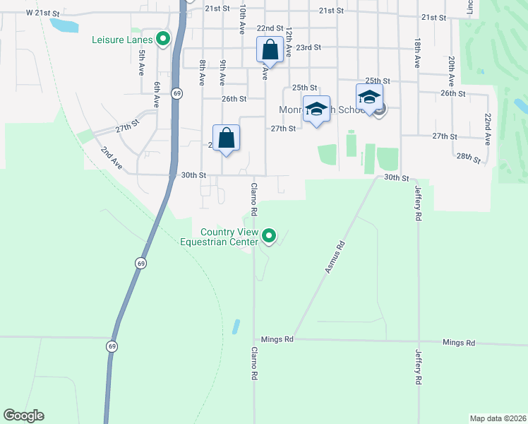 map of restaurants, bars, coffee shops, grocery stores, and more near N2226 Clarno Road in Monroe