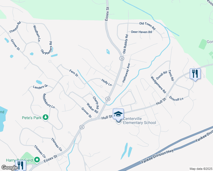 map of restaurants, bars, coffee shops, grocery stores, and more near 4 Holly Ln in Beverly