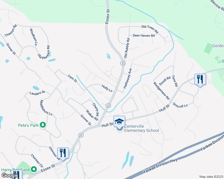 map of restaurants, bars, coffee shops, grocery stores, and more near 4 Holly Lane in Beverly