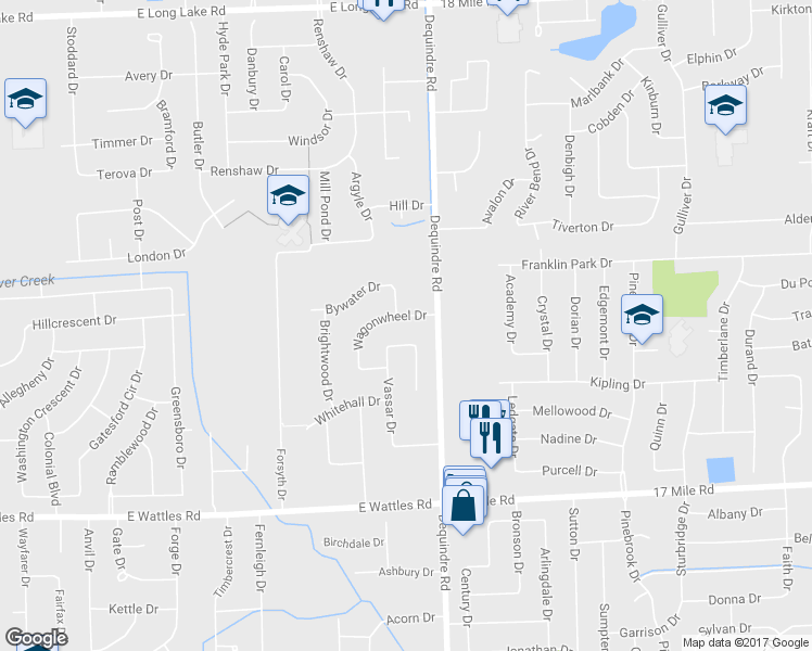 map of restaurants, bars, coffee shops, grocery stores, and more near 2932 Wagonwheel Drive in Troy