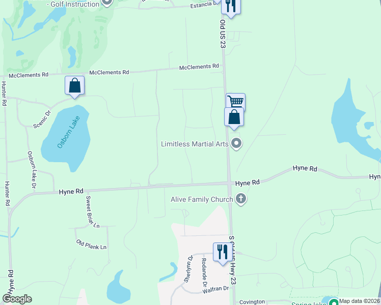 map of restaurants, bars, coffee shops, grocery stores, and more near 1392 Timberleaf Drive in Brighton
