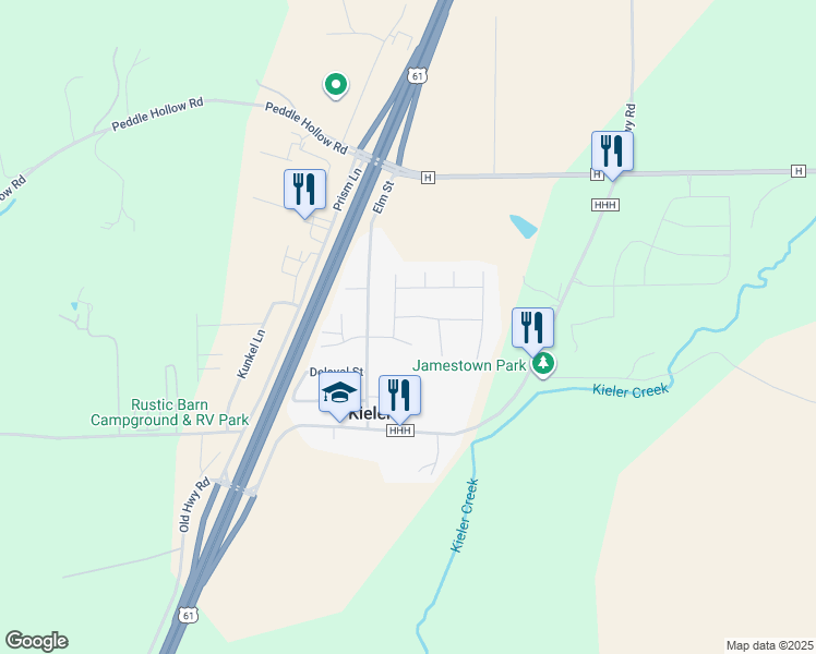 map of restaurants, bars, coffee shops, grocery stores, and more near 3671 Spruce Street in Kieler