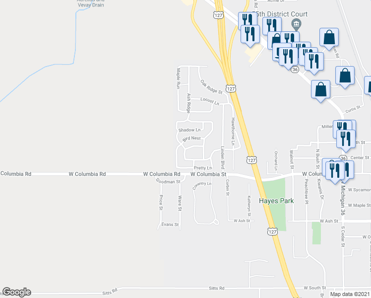 map of restaurants, bars, coffee shops, grocery stores, and more near 326 Crabapple Lane in Mason