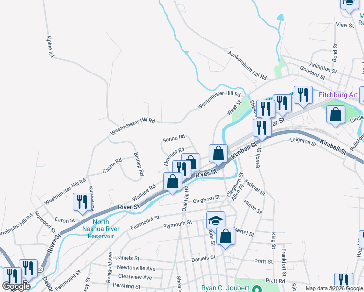 map of restaurants, bars, coffee shops, grocery stores, and more near 66 Almount Road in Fitchburg