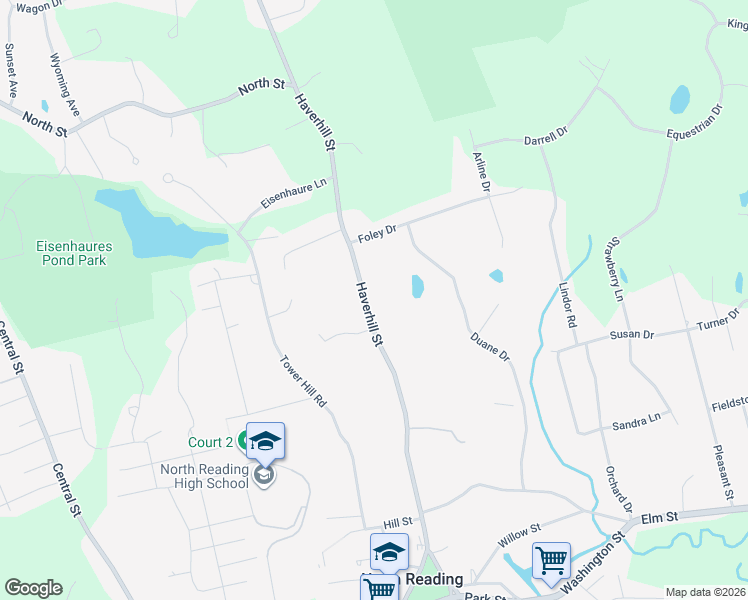 map of restaurants, bars, coffee shops, grocery stores, and more near 201 Haverhill Street in North Reading
