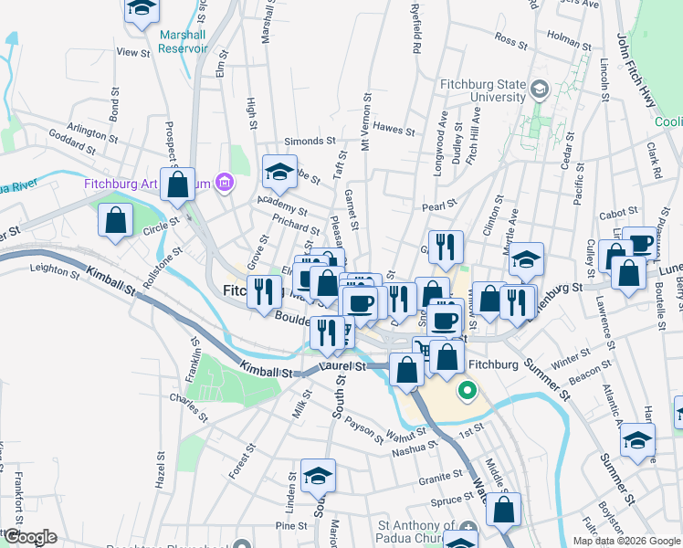 map of restaurants, bars, coffee shops, grocery stores, and more near in Fitchburg