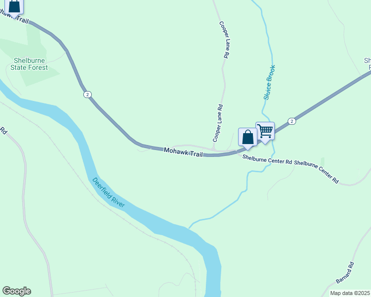 map of restaurants, bars, coffee shops, grocery stores, and more near 570 Mohawk Trail in Shelburne Falls
