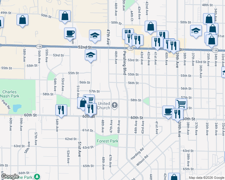 map of restaurants, bars, coffee shops, grocery stores, and more near 5708 47th Avenue in Kenosha