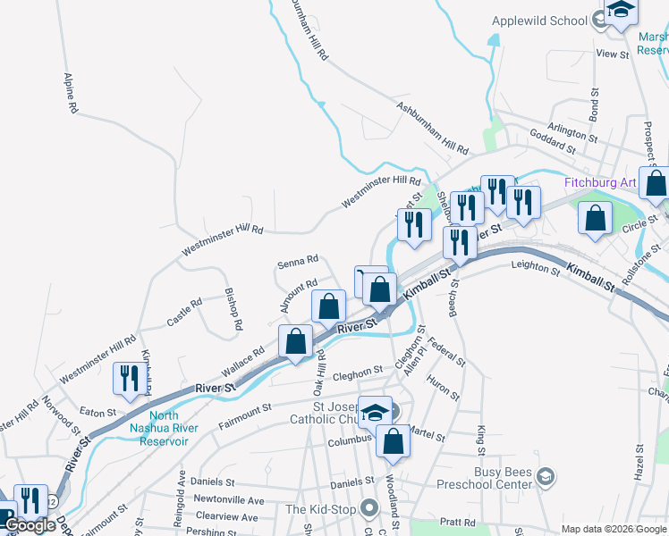 map of restaurants, bars, coffee shops, grocery stores, and more near 24 Senna Road in Fitchburg