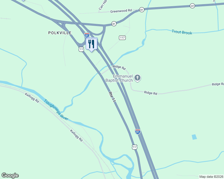 map of restaurants, bars, coffee shops, grocery stores, and more near 2328 Bacon Road in Cortland County