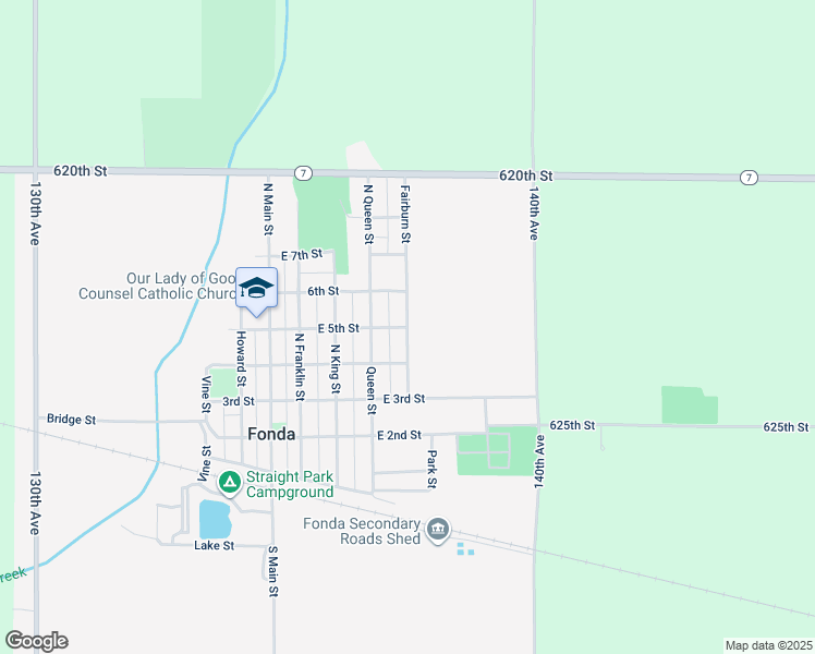 map of restaurants, bars, coffee shops, grocery stores, and more near 500 Fairburn Street in Fonda