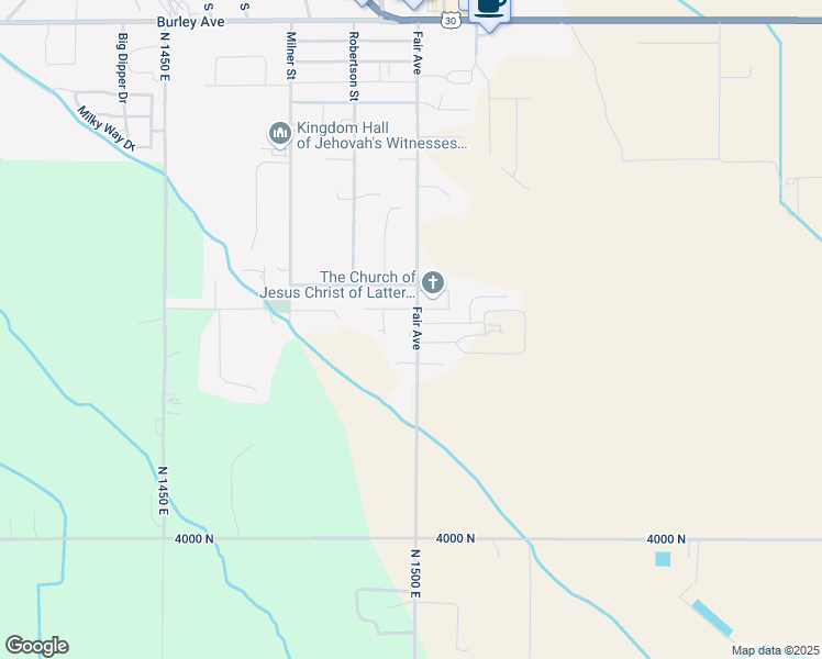 map of restaurants, bars, coffee shops, grocery stores, and more near 1100 Fair Avenue in Buhl