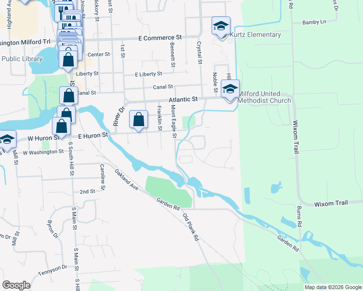 map of restaurants, bars, coffee shops, grocery stores, and more near 919 Riverstone Court in Milford Charter Township