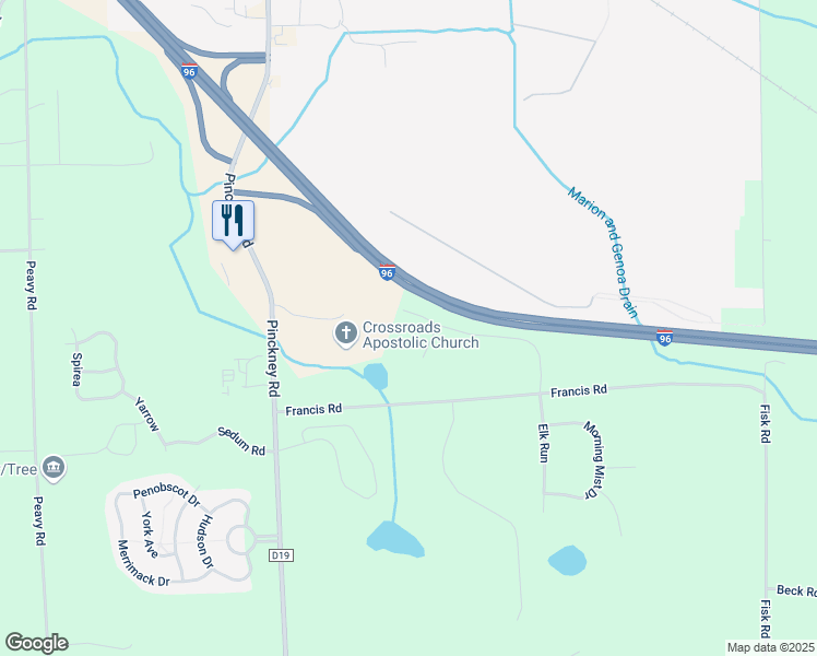 map of restaurants, bars, coffee shops, grocery stores, and more near 1432 Villa View Lane in Howell