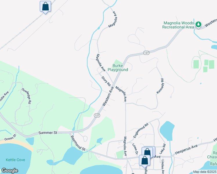 map of restaurants, bars, coffee shops, grocery stores, and more near 737 Western Avenue in Gloucester