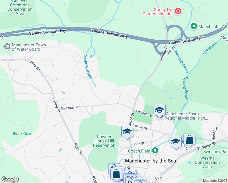 map of restaurants, bars, coffee shops, grocery stores, and more near 7 Knight Road in Manchester-by-the-Sea