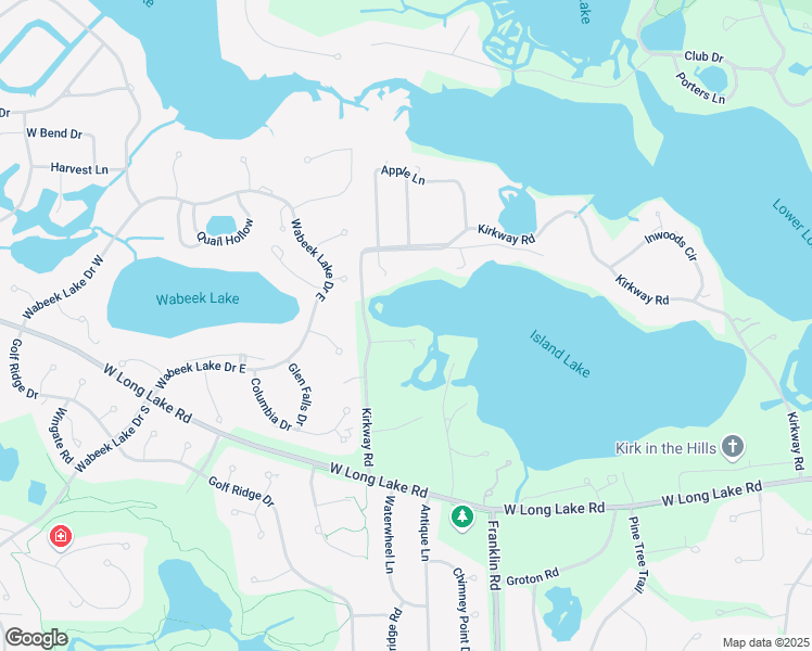 map of restaurants, bars, coffee shops, grocery stores, and more near 1670 Kirkway Lane in Bloomfield Township