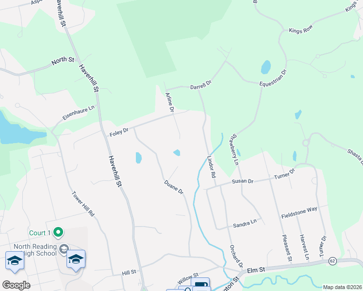 map of restaurants, bars, coffee shops, grocery stores, and more near 10 Lillian Drive in North Reading