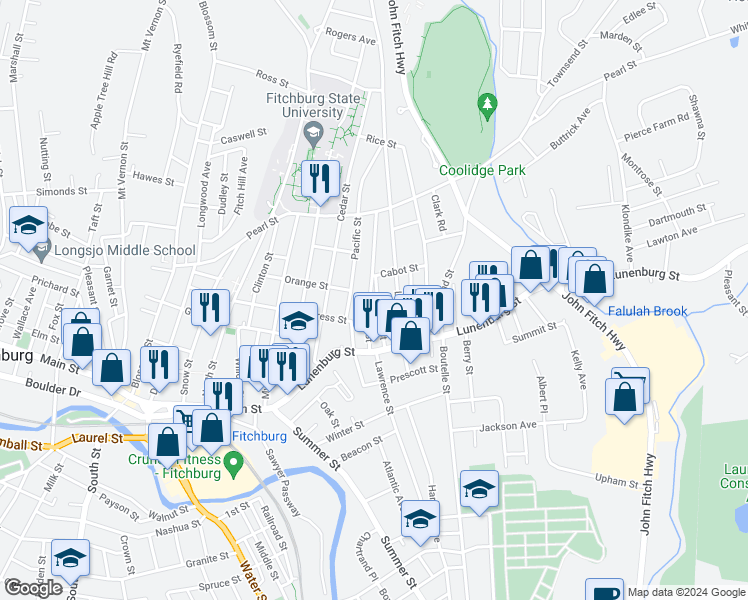 map of restaurants, bars, coffee shops, grocery stores, and more near 61 Culley Street in Fitchburg