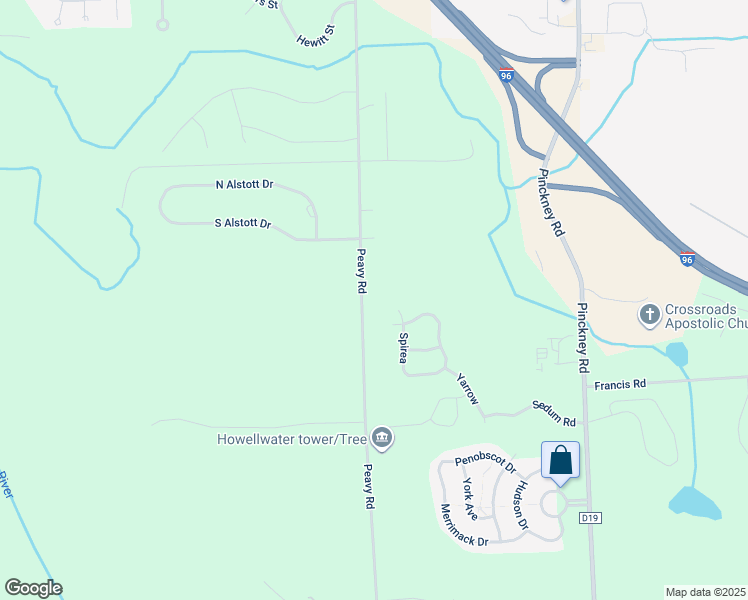 map of restaurants, bars, coffee shops, grocery stores, and more near 1257 Peavy Road in Howell