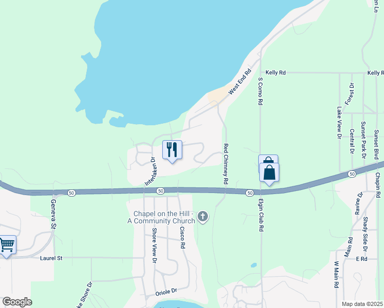 map of restaurants, bars, coffee shops, grocery stores, and more near 60 Lausanne Court in Lake Geneva