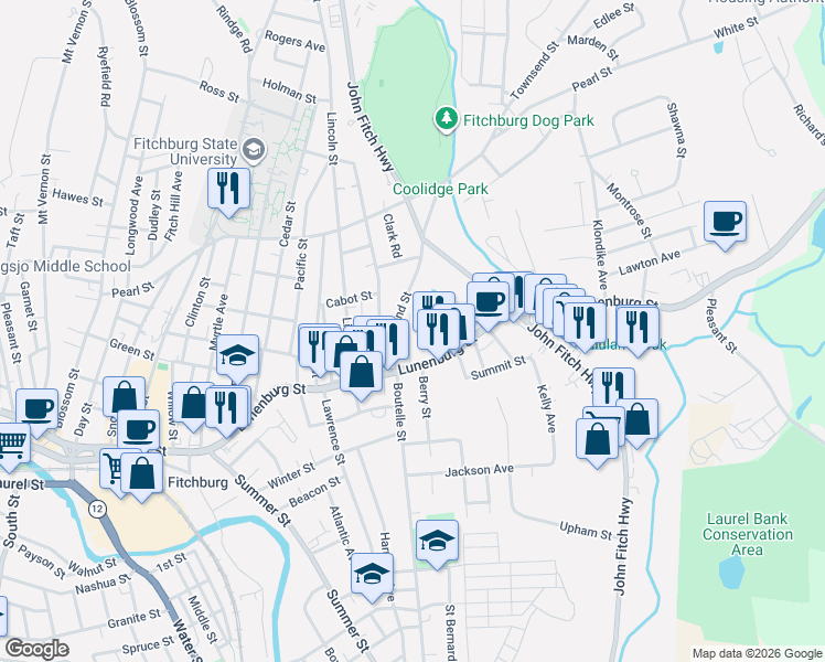 map of restaurants, bars, coffee shops, grocery stores, and more near 13 Redman Place in Fitchburg