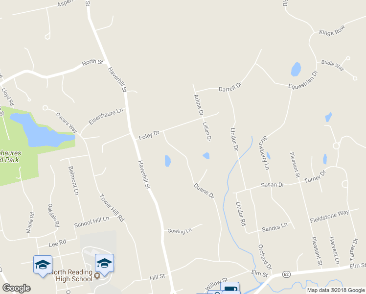 map of restaurants, bars, coffee shops, grocery stores, and more near 4 Duane Drive in North Reading