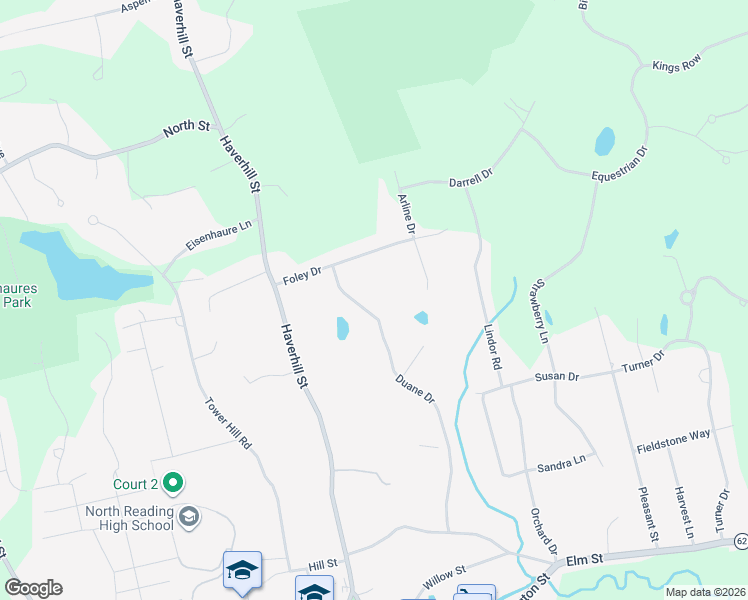 map of restaurants, bars, coffee shops, grocery stores, and more near 4 Duane Drive in North Reading