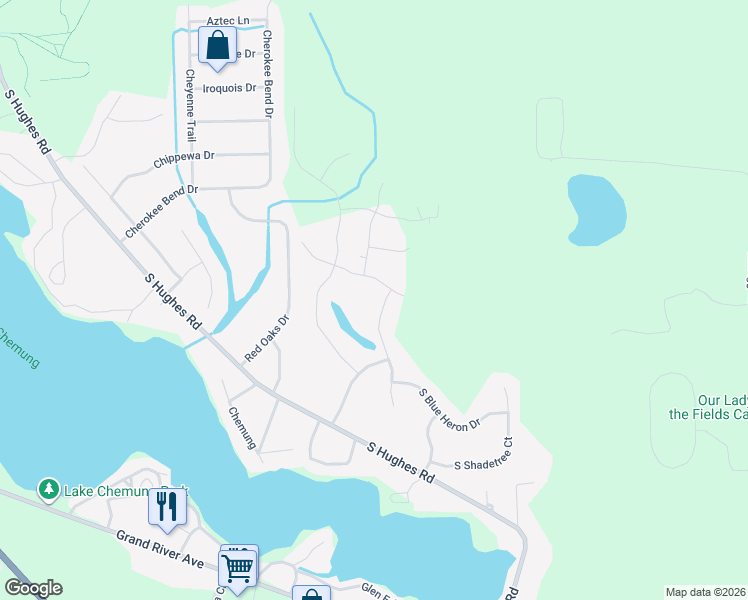 map of restaurants, bars, coffee shops, grocery stores, and more near 1192 Catherines Way in Howell
