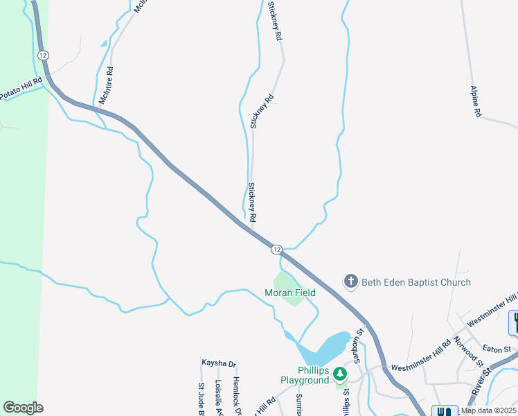 map of restaurants, bars, coffee shops, grocery stores, and more near 25 Stickney Road in Fitchburg