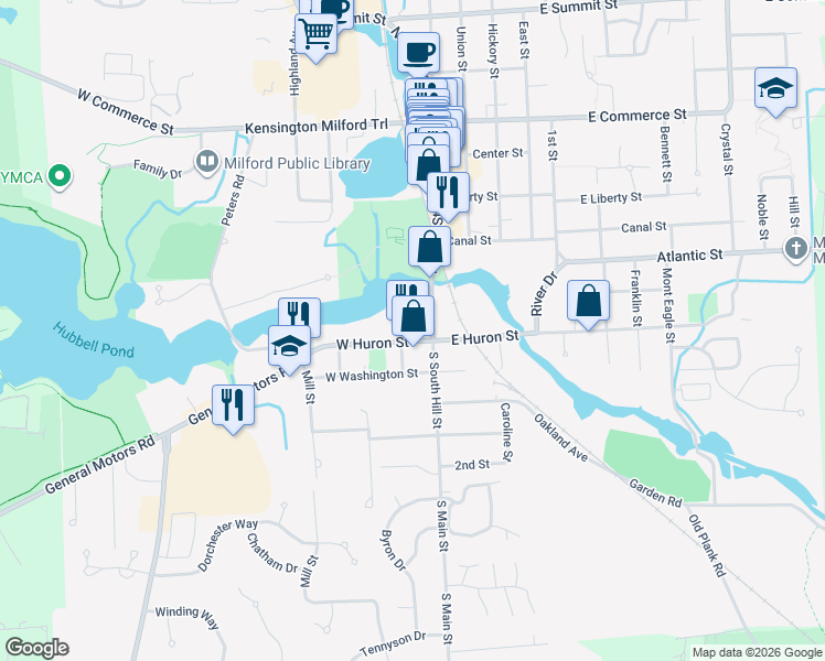 map of restaurants, bars, coffee shops, grocery stores, and more near in Oakland County