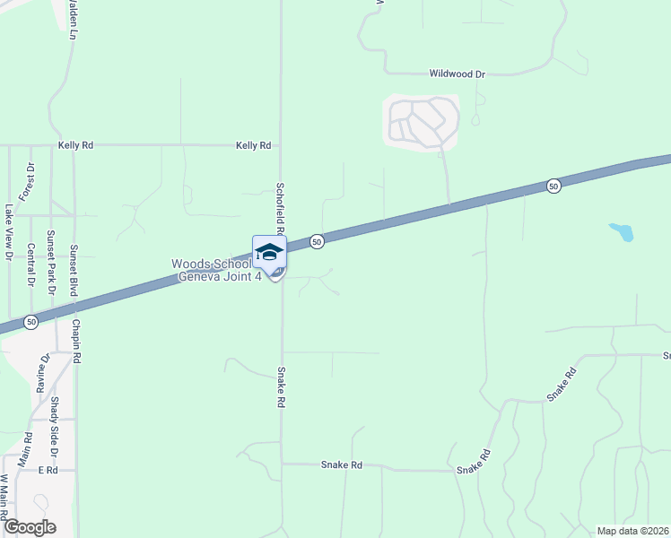 map of restaurants, bars, coffee shops, grocery stores, and more near N2568 Snake Road in Lake Geneva
